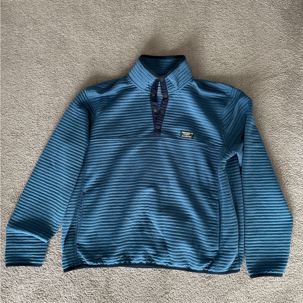 L.L. Bean Men's Airlight Knit Blue 1/4 Snap Sweater